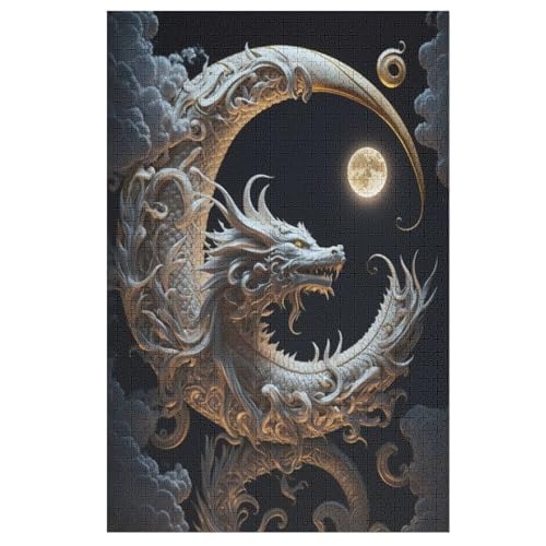 Drachen Puzzle Für Erwachsene,1000-teiliges Puzzle,Puzzle Für Erwachsene Und Kinder,Holzpuzzle,Lernspielzeug, （78×53cm） von PAZZK