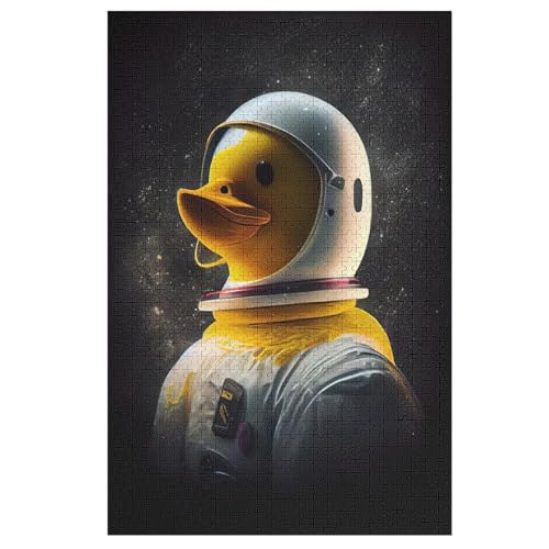 Duck Astronaut Holzpuzzle 1000 Teile, Knobelspiele Für Erwachsene, Teenager, Puzzles Unmögliche - Kinder Puzzle Zimmer Deko （78×53cm） von PAZZK