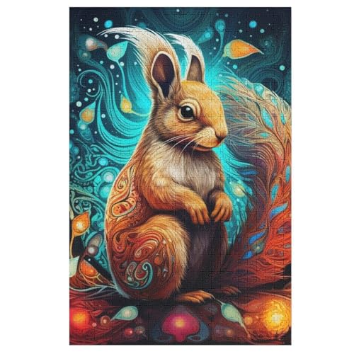 Eichhörnchen Holzpuzzle 1000 Teile,Puzzles Für Erwachsene, Impossible Puzzle, Geschicklichkeitsspiel Für Die Ganze Familie,Home Dekoration Puzzle, Puzzle Kinder Legespiel （78×53cm） von PAZZK