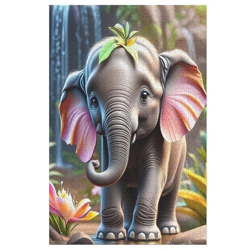 Elefant Puzzle 1000 Teile,Puzzles Für Erwachsene, Impossible Puzzle, Geschicklichkeitsspiel Für Die Ganze Familie, Puzzle Kinder,Holzpuzzle-Geschenk,Raumdekoration, （78×53cm） von PAZZK