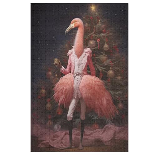 Flamingo Holzpuzzle 1000 Stück Puzzles Für Erwachsene Teenager Stress Abbauen Familien-Puzzlespiel Poster 1000-teiliges Puzzle Kinder Lernspiel Spielzeug Geschenk （78×53cm） von PAZZK