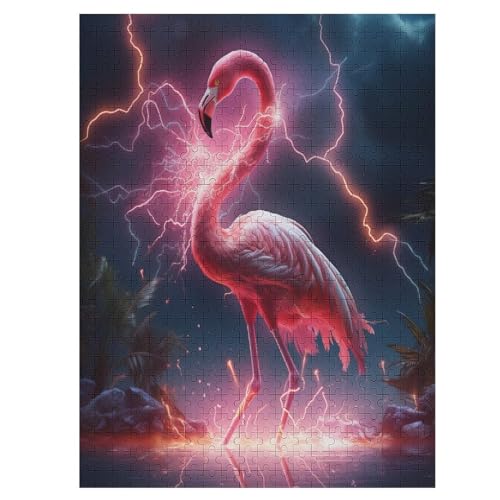 Flamingo -Puzzle, 500 Teile,Holzpuzzle Für Erwachsene Kinder, Lustiges Spielzeug, Denkspiel, Spielzeug, Bildungsspiel, Herausforderung, Pädagogisch, （55×41cm） von PAZZK