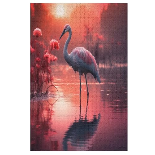 Flamingo Puzzle Für Erwachsene,1000-teiliges Puzzle,Puzzle Für Erwachsene Und Kinder,Holzpuzzle,Lernspielzeug, （78×53cm） von PAZZK