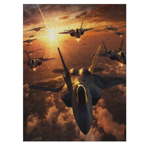 Flugzeugjäger -Puzzle, 500 Teile,Holzpuzzle Für Erwachsene Kinder, Lustiges Spielzeug, Denkspiel, Spielzeug, Bildungsspiel, Herausforderung, Pädagogisch, （55×41cm） von PAZZK