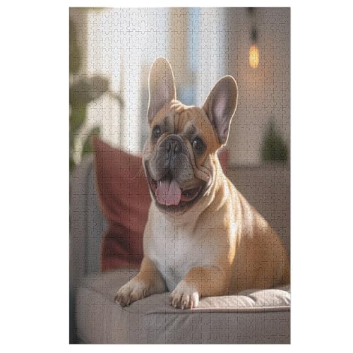 Französische Bulldogge Holzpuzzle Erwachsene - 1000 Teiliges Jigsaw Knobelspiel - Puzzle Für Erwachsene & Kinder - Outdoor & Reisespielzeug - Geduldspiel （78×53cm） von PAZZK