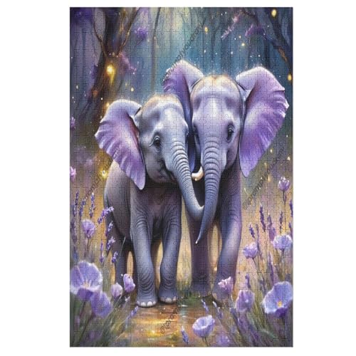 Für Erwachsene 1000-Teiliges Elefant -Puzzle, Holzbrett-Puzzle, Puzzle Für Kinder, Geschenke, （78×53cm） von PAZZK