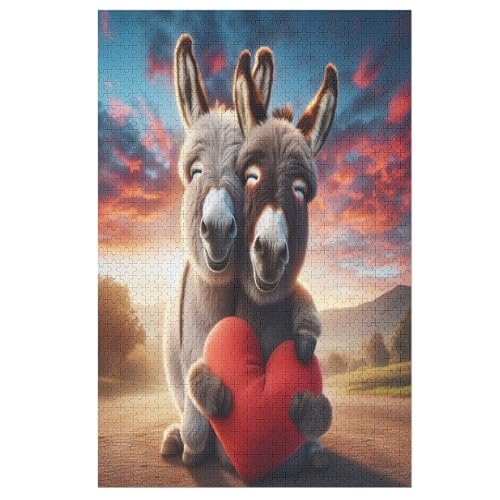 Für Erwachsene 1000-Teiliges Esel -Puzzle, Holzbrett-Puzzle, Puzzle Für Kinder, Geschenke, （78×53cm） von PAZZK