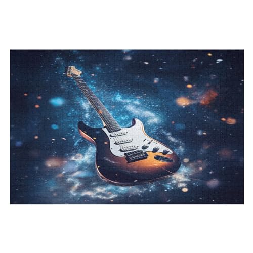 Gitarre 1000 Teile Premium-Puzzles Für Erwachsene Kinder- Holzpuzzles Spaß Und Lernspiele - Perfekte Puzzle-Geschenke （75×50cm） von PAZZK