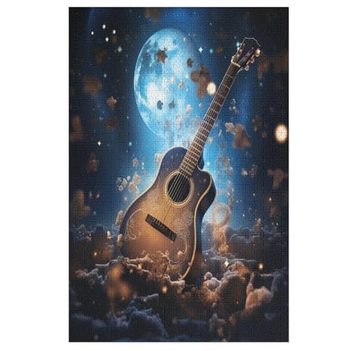 Gitarre-Puzzle Für Erwachsene, 1000 Teile, Holzpuzzle, Kinderpuzzle, Dekompressionsspiel, Spielzeugpuzzle （78×53cm） von PAZZK