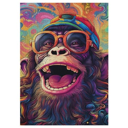 Gorilla Holzpuzzle 300 Teile, Knobelspiele Für Erwachsene, Teenager, Puzzles Unmögliche - Kinder Puzzle Zimmer Deko （42×30cm） von PAZZK