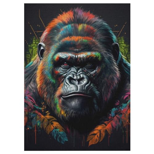 Gorilla Puzzle 300 Teile,Puzzles Für Erwachsene, Impossible Puzzle, Geschicklichkeitsspiel Für Die Ganze Familie, Puzzle Kinder,Holzpuzzle-Geschenk,Raumdekoration, （42×30cm） von PAZZK