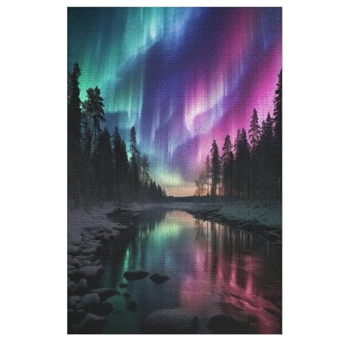 Holzpuzzle 1000 Teile, Nordlichter in Norwegen Puzzles Erwachsene Und Kinder, Am Besten Für Die Familienspielsammlung - Puzzle （78×53cm） von PAZZK