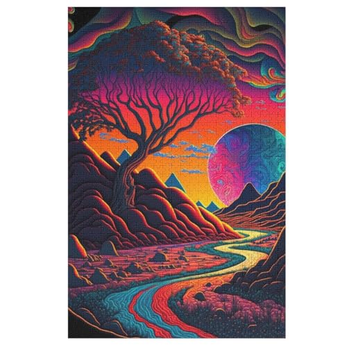 Holzpuzzle 1000 Teile, Psychedelisch Puzzles Erwachsene Und Kinder, Am Besten Für Die Familienspielsammlung - Puzzle （78×53cm） von PAZZK