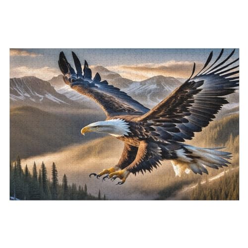 Holzpuzzle Adler Puzzle 1000 Teile Erwachsene Klassische Pädagogisches Spielzeug Kinder Lernspiel Herausforderndes Puzzles Raumdekoration Detailreiches Geschenk （75×50cm） von PAZZK