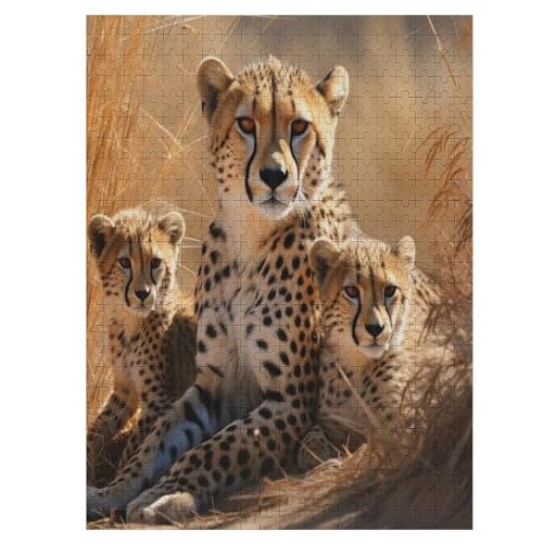 Holzpuzzle Leopard Puzzle 500 Teile Erwachsene Klassische Pädagogisches Spielzeug Kinder Lernspiel Herausforderndes Puzzles Raumdekoration Detailreiches Geschenk （55×41cm） von PAZZK