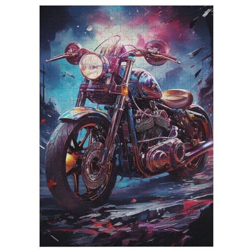 Holzpuzzle Motorrad Puzzle 300 Teile Erwachsene Klassische Pädagogisches Spielzeug Kinder Lernspiel Herausforderndes Puzzles Raumdekoration Detailreiches Geschenk （42×30cm） von PAZZK