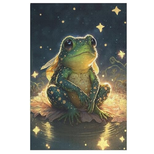 Holzpuzzles 1000 Teile Frosch -Puzzle Für Jungen Und Mädchen, Schwierigkeitsgrad, Lernspiele, Familienspielzeug （78×53cm） von PAZZK