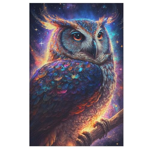 Holzpuzzles 1000 Teile Nebula Eule -Puzzle Für Jungen Und Mädchen, Schwierigkeitsgrad, Lernspiele, Familienspielzeug （78×53cm） von PAZZK