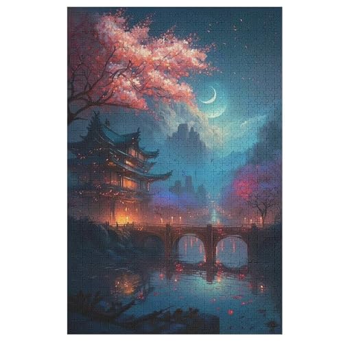 Holzpuzzles 1000 Teile japanischer Stil -Puzzle Für Jungen Und Mädchen, Schwierigkeitsgrad, Lernspiele, Familienspielzeug （78×53cm） von PAZZK