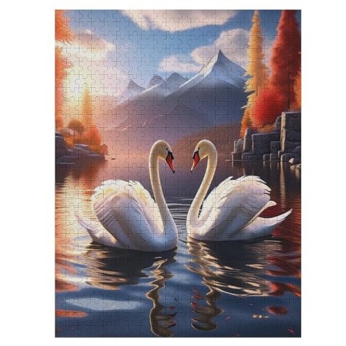 Holzpuzzles 500 Teile Schwan -Puzzle Für Jungen Und Mädchen, Schwierigkeitsgrad, Lernspiele, Familienspielzeug （55×41cm） von PAZZK