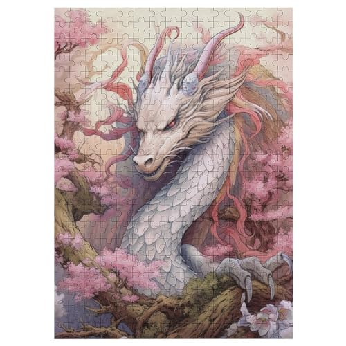 Japanese Drache Cherry Holzpuzzle 300 Teile, Knobelspiele Für Erwachsene, Teenager, Puzzles Unmögliche - Kinder Puzzle Zimmer Deko （42×30cm） von PAZZK