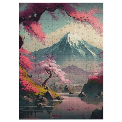 Japanische Kirschblüten,300 Teile,Holzpuzzle,einzigartiges Puzzle,kreatives Puzzle,Geschenk Für Erwachsene,Familienspiel,Herausforderungsaktivität,（42×30cm） von PAZZK