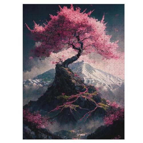 Japanische Kirschblüten – Puzzle 500 Teile, Holzpuzzle, Herausforderndes Geschicklichkeitsspiel Für Die Ganze Familie, Kinder Erwachsenenpuzzle Ab 12 Jahren （55×41cm） von PAZZK