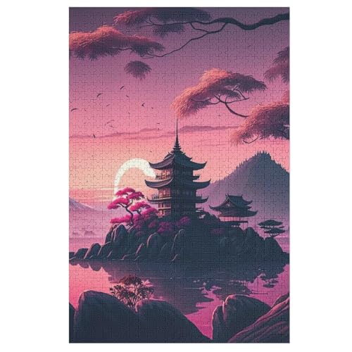 Japanischer Tempel 1000 Teile Premium-Puzzles Für Erwachsene Kinder- Holzpuzzles Spaß Und Lernspiele - Perfekte Puzzle-Geschenke （78×53cm） von PAZZK