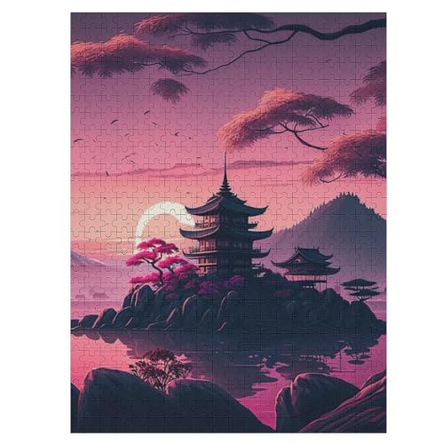 Japanischer Tempel -Puzzle, 500 Teile,Holzpuzzle Für Erwachsene Kinder, Lustiges Spielzeug, Denkspiel, Spielzeug, Bildungsspiel, Herausforderung, Pädagogisch, （55×41cm） von PAZZK