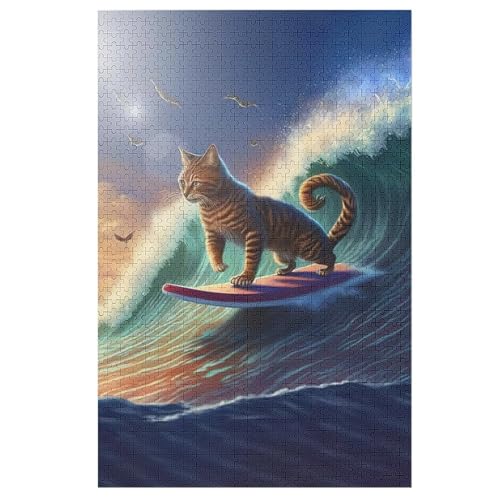 Katze 1000 Teile Puzzle, Holzpuzzle, Puzzles Für Erwachsene Kinder, 1000 Teile Puzzle Für Jugendliche & Erwachsene Lernspiel Herausforderungsspielzeug （78×53cm） von PAZZK