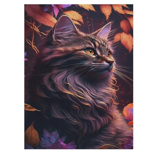 Katze Holzpuzzle 500 Teile,Puzzles Für Erwachsene, Impossible Puzzle, Geschicklichkeitsspiel Für Die Ganze Familie,Home Dekoration Puzzle, Puzzle Kinder Legespiel （55×41cm） von PAZZK