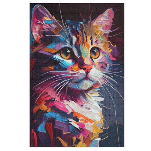 Katze – Puzzle 1000 Teile, Holzpuzzle, Herausforderndes Geschicklichkeitsspiel Für Die Ganze Familie, Kinder Erwachsenenpuzzle Ab 12 Jahren （78×53cm） von PAZZK