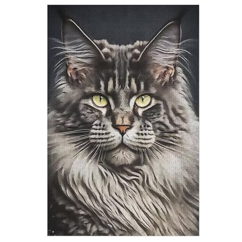 Katze-Puzzlespiel Aus Holz, 1000 Puzzleteile, Kreatives Puzzle Für Teenager Und Erwachsene, Kreatives Spielzeug, Puzzles, （78×53cm） von PAZZK