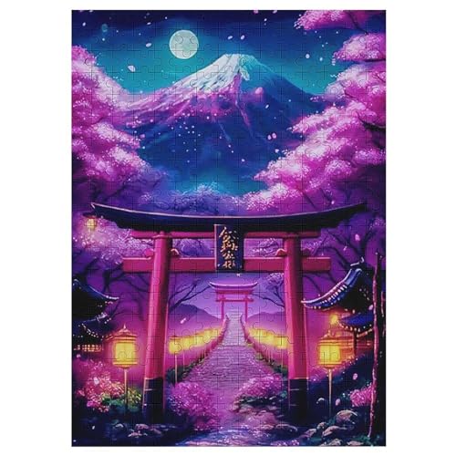 Kirschbaum, japanische Kunst Puzzle 300 Teile,Puzzles Für Erwachsene, Impossible Puzzle, Geschicklichkeitsspiel Für Die Ganze Familie, Puzzle Kinder,Holzpuzzle-Geschenk,Raumdekoration, （42×30cm） von PAZZK