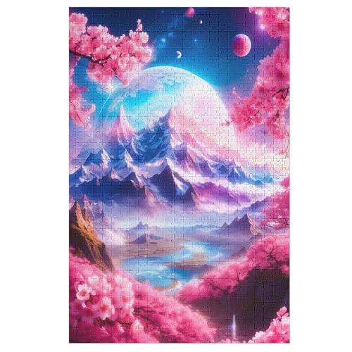 Kirschbaum Japan Kunst,1000 Teile,Holzpuzzle,einzigartiges Puzzle,kreatives Puzzle,Geschenk Für Erwachsene,Familienspiel,Herausforderungsaktivität,（78×53cm） von PAZZK