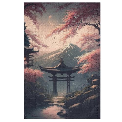 Kirschbaum Japan Kunst 1000 Teile Puzzle Für Erwachsene, Herausforderung Puzzles - Familienpuzzle Verringerter Druck Schwieriges Puzzle Rahmen Holzpuzzle Für Erwachsene Kinder 12+ （78×53cm） von PAZZK