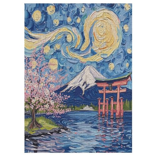 Kirschbaum Japan Kunst – Puzzle 300 Teile, Holzpuzzle, Herausforderndes Geschicklichkeitsspiel Für Die Ganze Familie, Kinder Erwachsenenpuzzle Ab 12 Jahren （42×30cm） von PAZZK