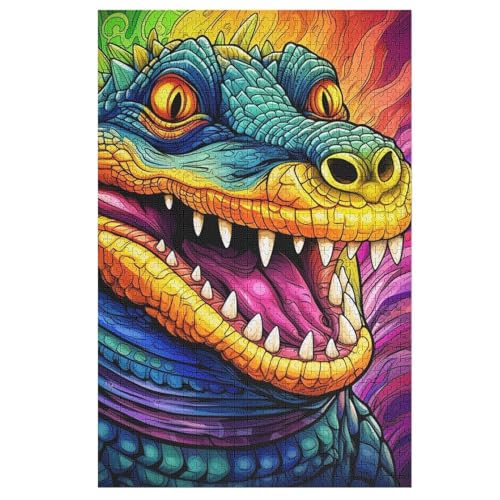 Krokodil-Puzzle Für Erwachsene, 1000 Teile, Holzpuzzle, Kinderpuzzle, Dekompressionsspiel, Spielzeugpuzzle （78×53cm） von PAZZK