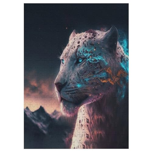 Leopard Holzpuzzle 300 Teile, Knobelspiele Für Erwachsene, Teenager, Puzzles Unmögliche - Kinder Puzzle Zimmer Deko （42×30cm） von PAZZK