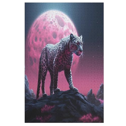 Leopard -Puzzle, 1000 Teile,Holzpuzzle Für Erwachsene Kinder, Lustiges Spielzeug, Denkspiel, Spielzeug, Bildungsspiel, Herausforderung, Pädagogisch, （78×53cm） von PAZZK