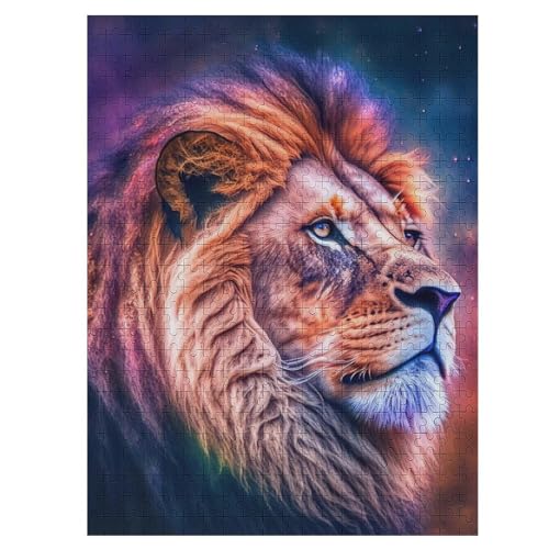 Löwe 500 Teile Puzzle Für Erwachsene, Herausforderung Puzzles - Familienpuzzle Verringerter Druck Schwieriges Puzzle Rahmen Holzpuzzle Für Erwachsene Kinder 12+ （55×41cm） von PAZZK