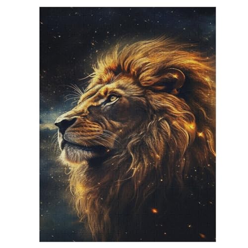 Löwe – Puzzle 500 Teile, Holzpuzzle, Herausforderndes Geschicklichkeitsspiel Für Die Ganze Familie, Kinder Erwachsenenpuzzle Ab 12 Jahren （55×41cm） von PAZZK