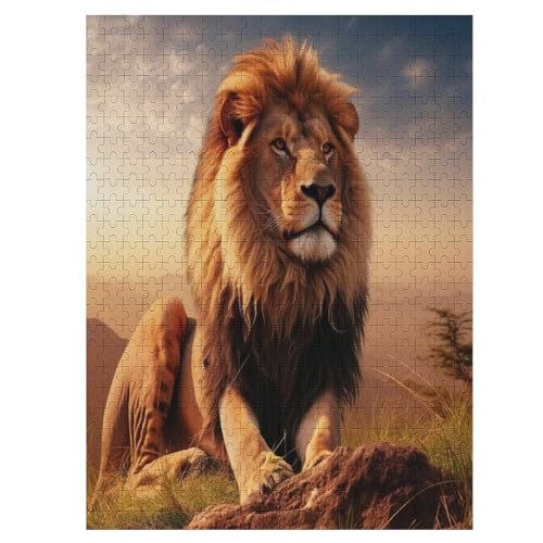 Löwe Puzzles 500 Teile Für Jugendliche Kreatives Holzpuzzlespielzeug Familienspiel Schwierigkeitsgrad Herausforderungspuzzles （55×41cm） von PAZZK