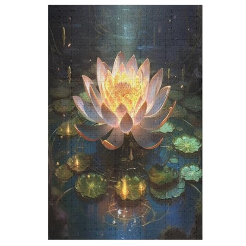 Lotus Holzpuzzle 1000 Teile, Knobelspiele Für Erwachsene, Teenager, Puzzles Unmögliche - Kinder Puzzle Zimmer Deko （78×53cm） von PAZZK