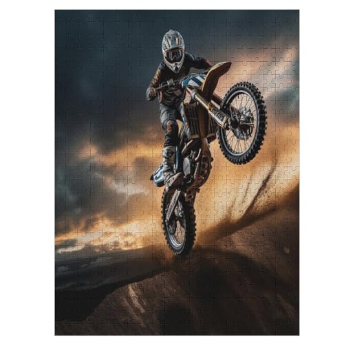 Motocross 500 Teile Puzzles Für Erwachsene Holzpuzzle Familienpuzzlespiel Stressabbau-Puzzle Für Erwachsene Kinder Ab 12 Jahren （55×41cm） von PAZZK