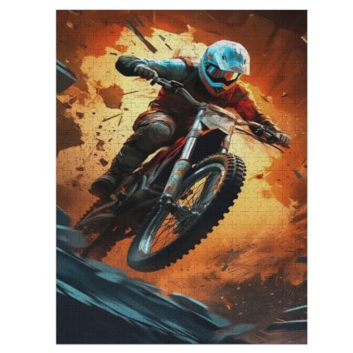 Motocross Holzpuzzle 500 Teile,Puzzles Für Erwachsene, Impossible Puzzle, Geschicklichkeitsspiel Für Die Ganze Familie,Home Dekoration Puzzle, Puzzle Kinder Legespiel （55×41cm） von PAZZK