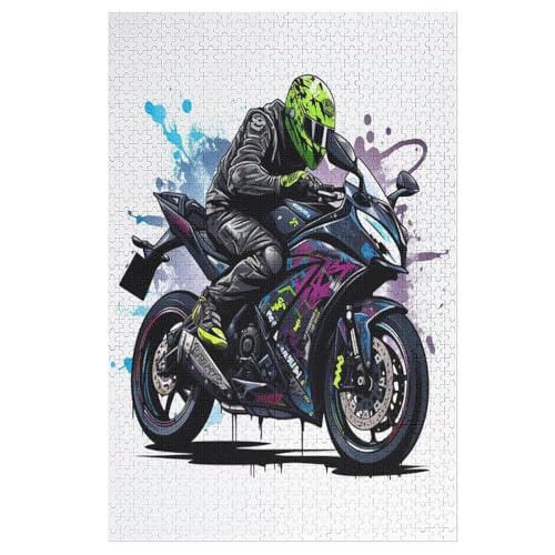 Motorrad Holzpuzzle 1000 Teile,Puzzles Für Erwachsene, Impossible Puzzle, Geschicklichkeitsspiel Für Die Ganze Familie,Home Dekoration Puzzle, Puzzle Kinder Legespiel （78×53cm） von PAZZK