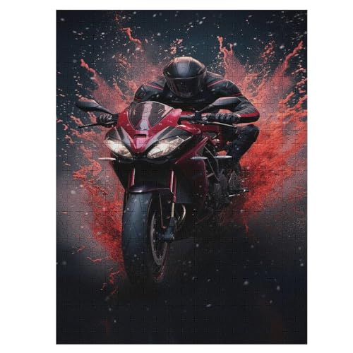 Motorrad Puzzle 500 Teile, Holzpuzzle Für Erwachsene, Impossible Puzzle, Geschicklichkeitsspiel Für Die Ganze Familie, Puzzle Farbenfrohes Legespiel Kinder Puzzles （55×41cm） von PAZZK