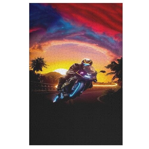 Motorrad-Puzzlespiel Aus Holz, 1000 Puzzleteile, Kreatives Puzzle Für Teenager Und Erwachsene, Kreatives Spielzeug, Puzzles, （78×53cm） von PAZZK