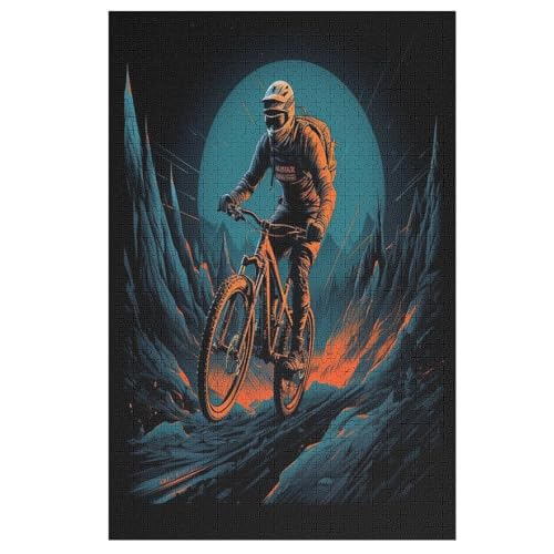 Mountainbike Holzpuzzle 1000 Stück Puzzles Für Erwachsene Teenager Stress Abbauen Familien-Puzzlespiel Poster 1000-teiliges Puzzle Kinder Lernspiel Spielzeug Geschenk （78×53cm） von PAZZK